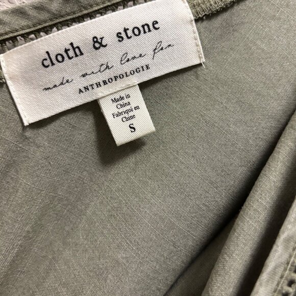 Cloth & Stone By Anthropologie Womens Burlingame Romper Olive Green Size Small - Picture 7 of 8